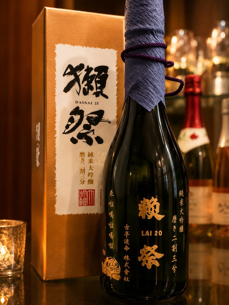 獺祭清酒客製化酒瓶雕刻作品,適合生日、結婚、退休與日式紀念送禮